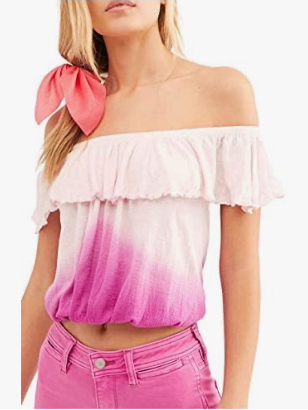 Free People Cora Lee Ombré Off The Shoulder Blouse Pink